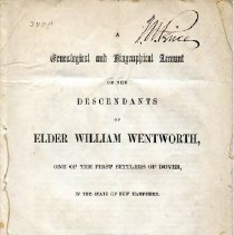 A Genealogical and Biographical Account of the Descendants of Elder William Wentworth.