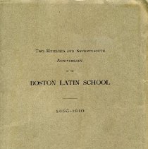 Two Hundred and Seventy-Fifth Anniversaryof the Boston Latin School.
