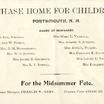 A Grand Midsummer Fete for the Benefit of the Chase Home for Children.
