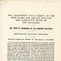 New Hampshire's Enslavement by the Free Passes, the Ale and Rum and Corruption Money.