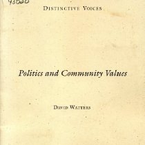 Politics and community values / David Watters.
