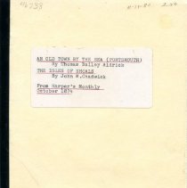 Harper's New Monthly, Vol. 49, October, 1874, articles from:
An Old Town by the Sea.
The Isles of Shoals.