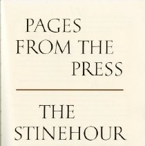 Pages from the Press : The Stinehour Press.