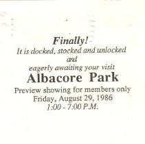 Grand Opening Preview Invitation (August 29, 1986)