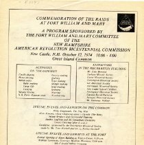 Commemoration of the Raids at Fort William and Mary