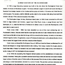 A Brief History of the Rockingham.