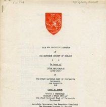 1949 New Hampshrire Luncheon of the Newcomen Society of England. In honor of 125th Anniversary (1824-1949) of the First National Bank of Portsmouth.