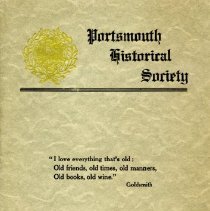 Portsmouth Historical Society ... Portsmouth Chamber of Commerce, Program, Rockingham Hotel, Wednesday, January 28, 1920.