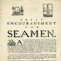 Great Encouragement for Seamen. All gentlemen seamen and able-bodied landsmen... an opportunity now offers on board the ship Ranger, of twenty guns, (for france) now laying in Portsmouth...