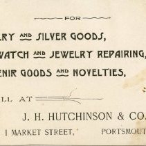 J. H. Hutchinson & Co., 1 Market Street, Portsmouth, N.H.