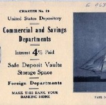 First National Bank, "Commercial and Savings Departments"