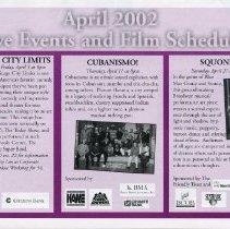 April 2002 Live events and film schedule. [Music Hall]