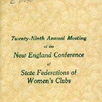 29th Annual Meeting of the New England Conference of State Federations of Women's Clubs