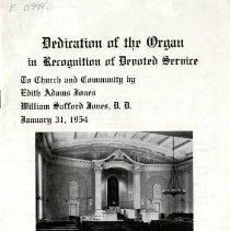 Dedication of the organ in recognition of devoted service to church and commnity by Edith Jones