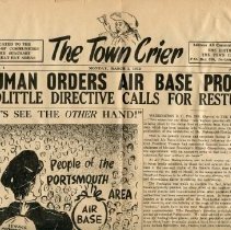 The Town Crier, March 3, 1952, Vol. 1, No. 1. "Truman orders air base probe."