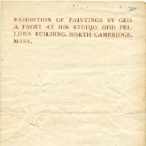 Exhibition of Paintings by Geo. A. Frost at His Studio