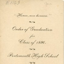 "Honor, non Honores" Order of Graduation for Class of 1896