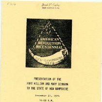 Presentation of the Fort William and Mary Diorama to the State of New Hampshire
