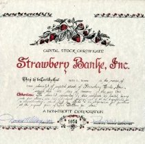 Captial Stock Certificate Strawbery Banke Inc.