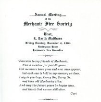 Annual Meeting of the Mechanic Fire Society (December 4, 1964)