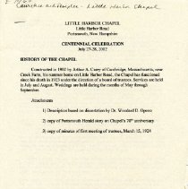 Little Harbor Chapel, Little Harbor Road, Portsmouth, New Hampshire. Centennial Celebration, July 27-28, 2002.