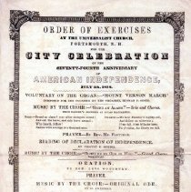 Order of Exercises at Universalist Church for the City of Portsmouth 74th Anniversary of Independence (facsimile copy)