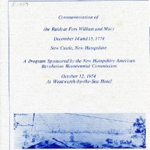 Commemoration of the Raids at Fort William and Mary, December 14 and 15, 1774, New Castle, New Hampshire