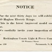 NOTICE No. 50 Hughes Electric Range