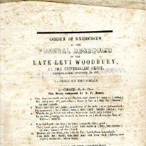 Order of Exercises at the Funeral Obsequies of the Late Levi Woodbury