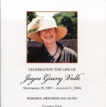 Celebrating the Life of Joyce Geary Volk, Nov. 19, 1927 - Aug. 11, 2016.