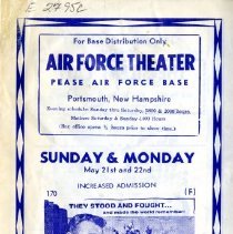 Air Force Theater, Pease Air Force Base, Portsmouth, N.H., May, 1961. "For Base Distribution Only"