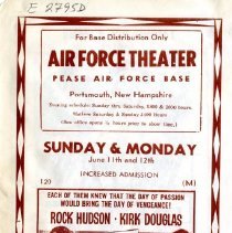 Air Force Theater, Pease Air Force Base, Portsmouth, N.H., June, 1961. "For Base Distribution Only"