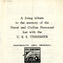 A Living Tribute to the Memory of the Naval and Civilian Personnel Lost with the United States Submarine  Thresher. The U.S.S. Thresher Memorial Fund.