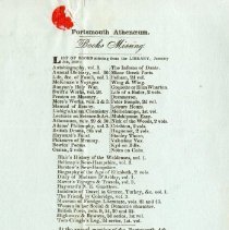 Portsmouth Athenaeum Missing Books (Jan. 5, 1848)