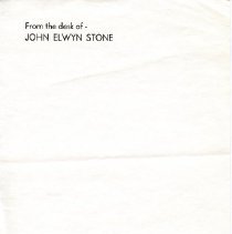 Sheet of stationery from John Elton Stone