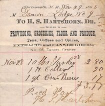 Gustave Peyser, bills and receipts, 1883-1890