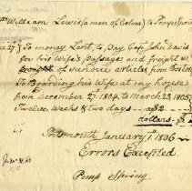 Invoice from Pomp Spring to William Lewis, 1806