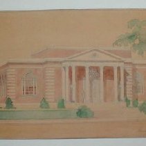 PENCIL & WATERCOLOR, "MEMORIAL HALL", ELEVATION