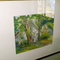 Poolhouse with woman