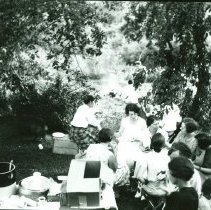 Students and teachers at picnic