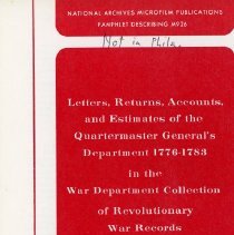 War Department Collection of Revolutionary War Records M926