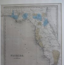 Early map of Florida with naming of early counties from The World Atlas. Dimensions: 16" x 13"