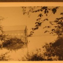 Barn in flood waters