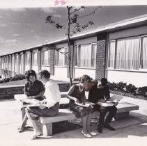 Students seated outside of South Windsor High School