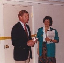Linc Streeter and Virginia Macro at archives opening, 1990
