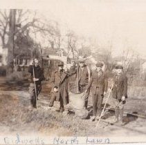 Boy scouts and scout master on Main Street
