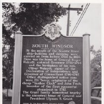 South Windsor historical marker, side 2