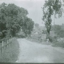 Trolley going over the Scantic Rover Bridge