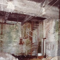 Northeast Water Pollution Control Plant. Spiral staircase in old garage.