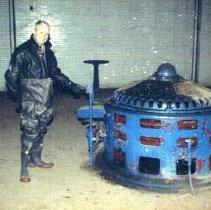 Northeast Water Pollution Control Plant. Influent Pumping station before demolition.